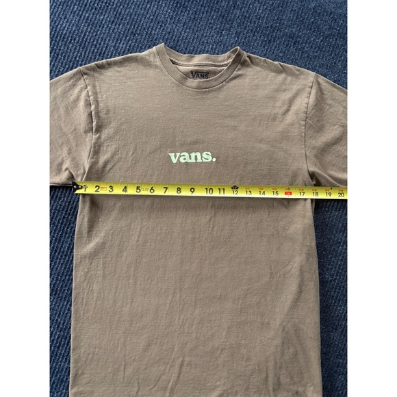 Vans Lowercase Logo T-Shirt Brown Green Men's Medium Cotton Y2K Earth Tone - Picture 7 of 8